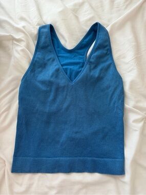 all in motion Blue Ribbed V-Neck Tank